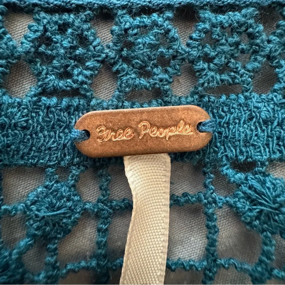 Free People Teal Crochet Bodice Mini Dress